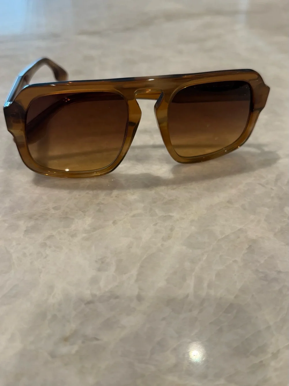 Victoria Beckham Amber Brown Rectangular Sunglasses